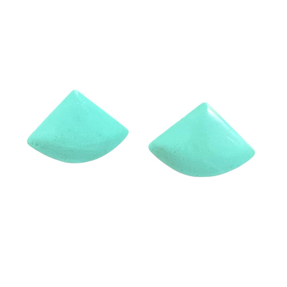 Vintage 1980s Aqua Enamel Geometric Clip-On Earrings, Retro Statement Jewelry